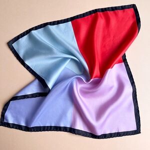 Vintage 1990s Red and Blue Quad Silk Scarf